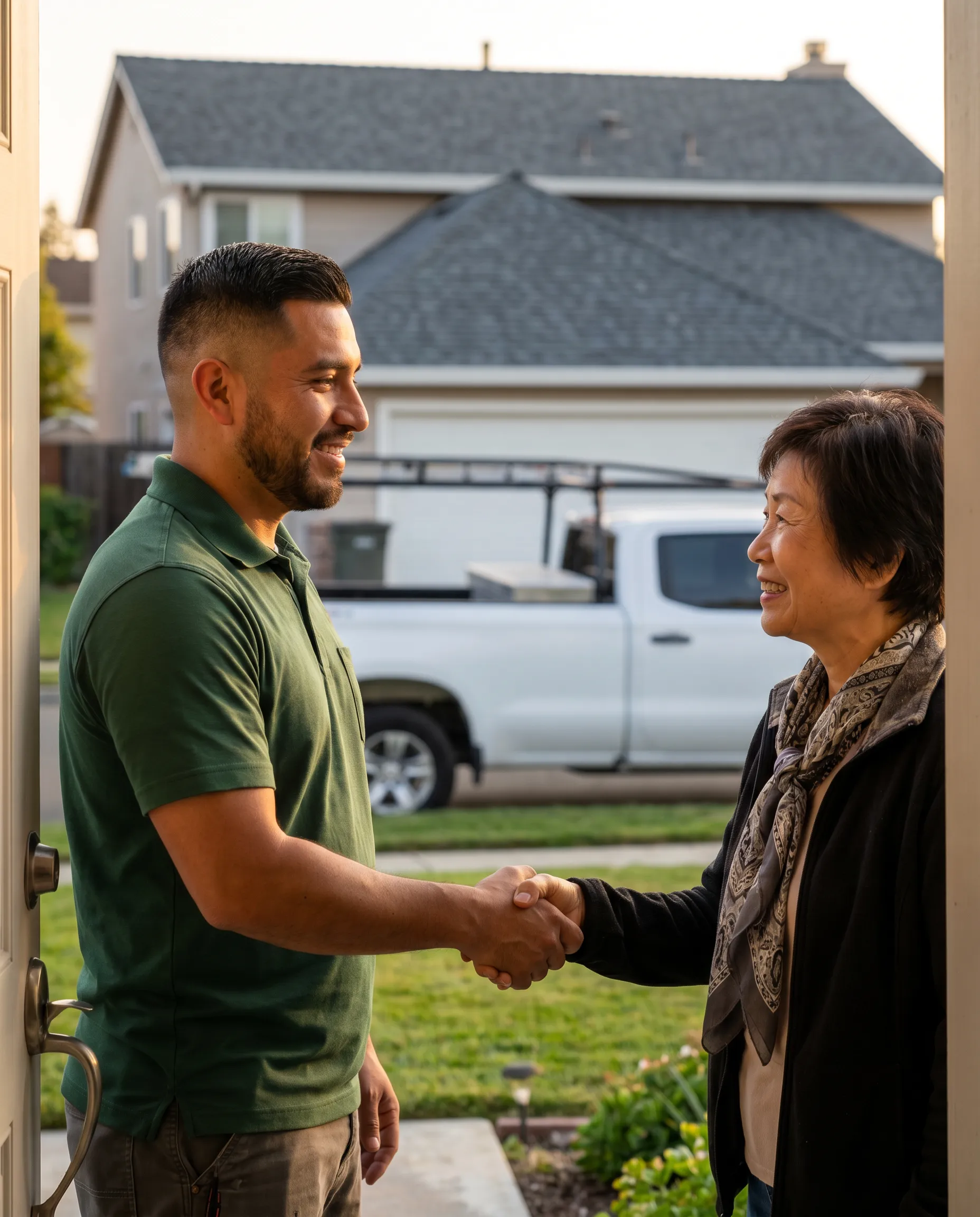 Contractor with happy customer
