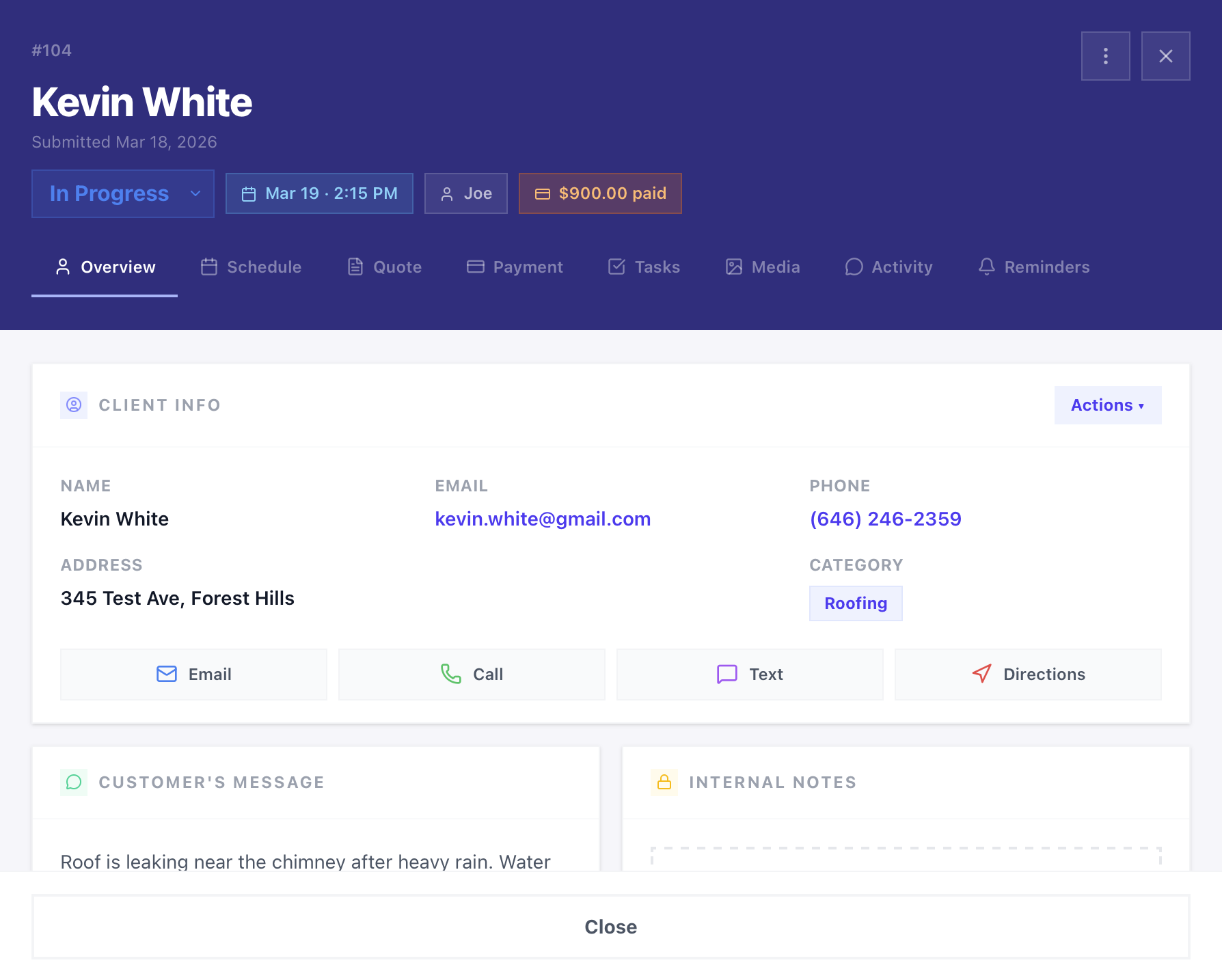 Lead2Project Job Card